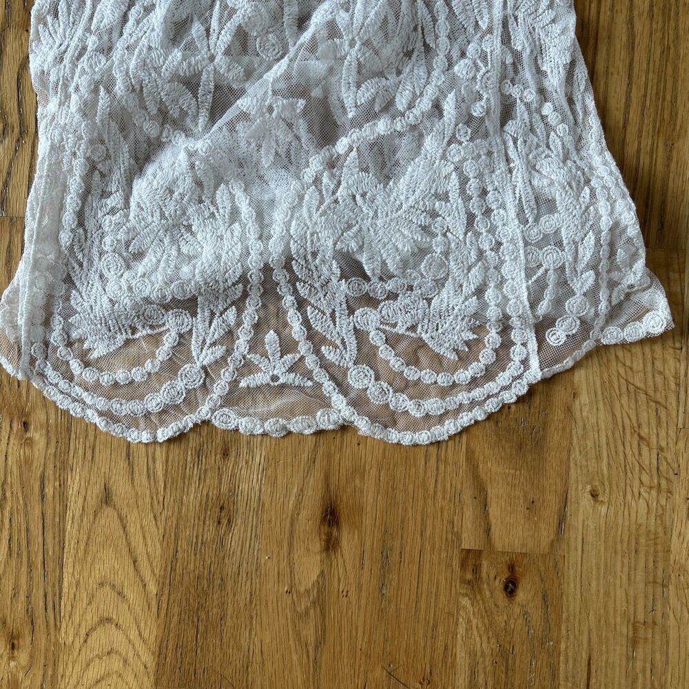 Maurices Womens S Beige Sheer Open Lace Crochet Top Cover Up Whimsycore Boho - Picture 10 of 11